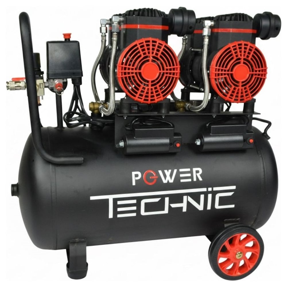 Изображение товара Поршневой малошумный безмасляный компрессор POWER TECHNIC с фильтром влагоотделителем ACL480/050
