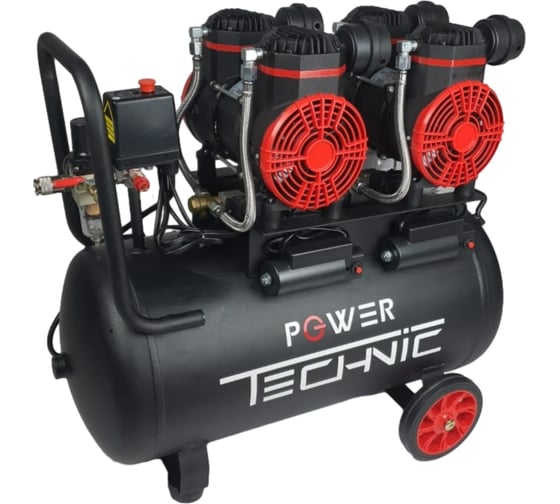 Изображение товара Поршневой малошумный безмасляный компрессор POWER TECHNIC с фильтром влагоотделителем ACL480/050