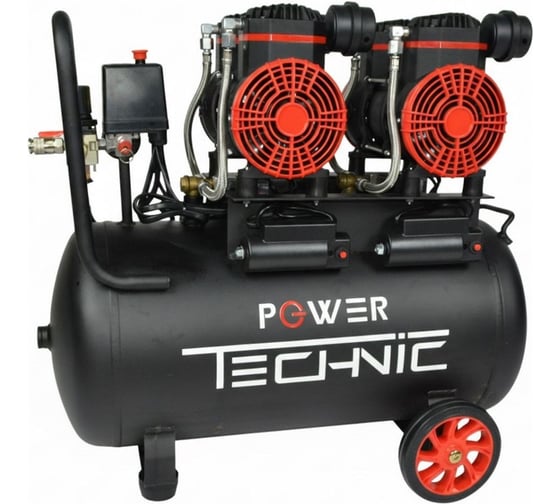 Изображение товара Поршневой малошумный безмасляный компрессор POWER TECHNIC с фильтром влагоотделителем ACL480/050