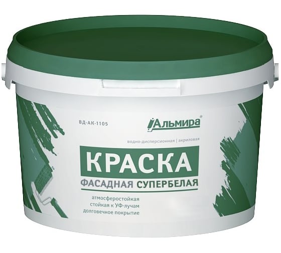 Изображение товара Фасадная краска Альмира супербелая люкс 40 кг 00-00000386