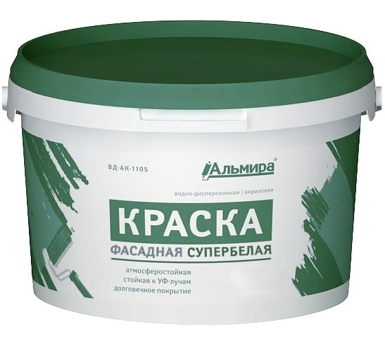 Изображение товара Фасадная краска Альмира супербелая люкс 7 кг 00-00000384