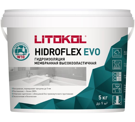 Изображение товара Мастика LITOKOL HIDROFLEX-гидроизоляция, 5 кг bucket 482570002