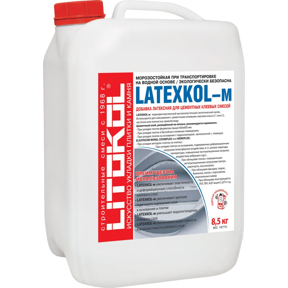 фото Латексная добавка для клеев litokol latexkol-м, 8.5 кг can 112010005