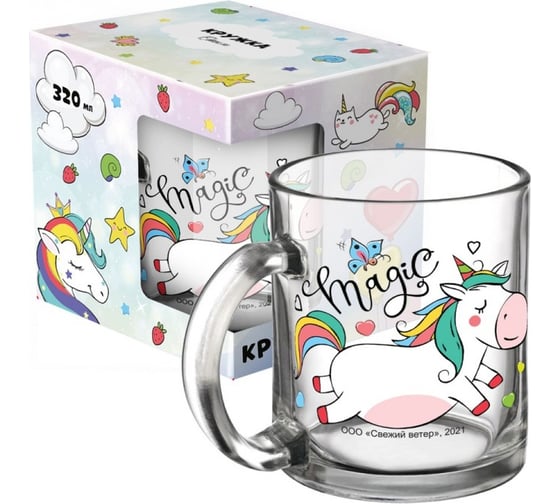 Изображение товара Чайная кружка ND Play Единорог, в подарочной упаковке, 320 мл, стекло 303591