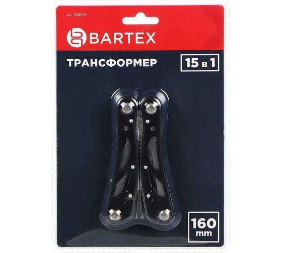 Изображение товара Мультитул-трансформер BARTEX 15 функций, 160 мм 388593