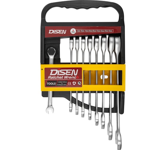 Изображение товара Набор ключей Disen трещоточных 9пр.(8,10,11,12,13,14,15,17,19мм),в пластиковом держателе DSD1513(54348)