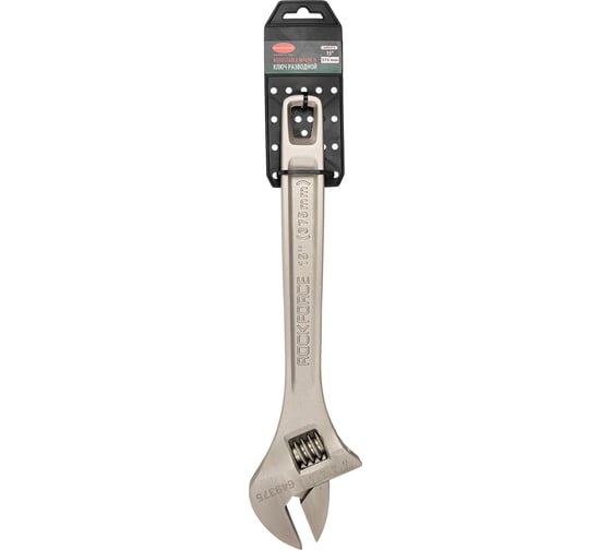 Изображение товара Разводной ключ Rockforce Profi CRV 15-375мм захват 0-45мм, на пластиковом держателе RF-649375(17399)