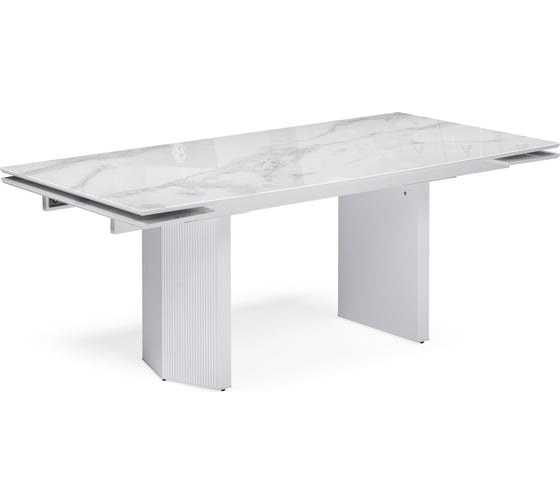 Изображение товара Стеклянный стол Woodville монерон, 200(260)х100x77 см, белый мрамор/белый 553541