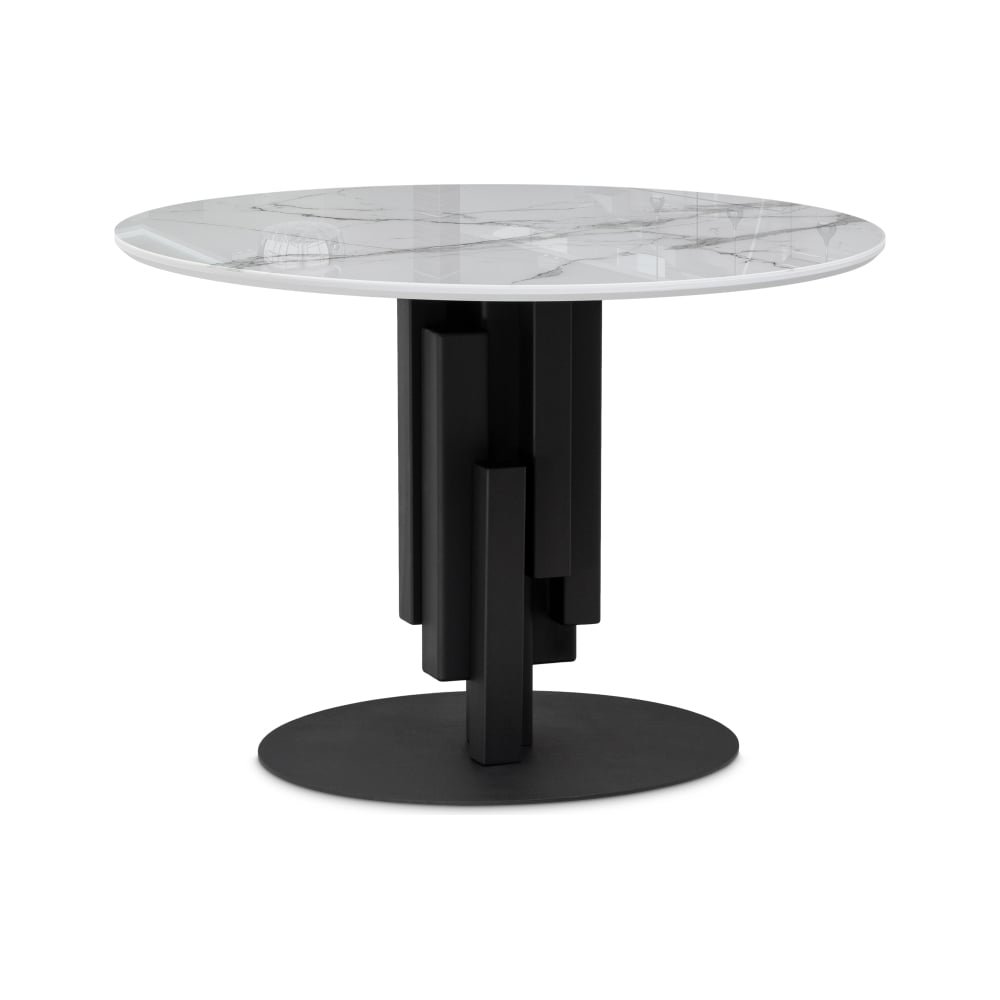 Изображение товара Стеклянный стол Woodville калипсо 110x75 см белый мрамор/черный современный дизайн