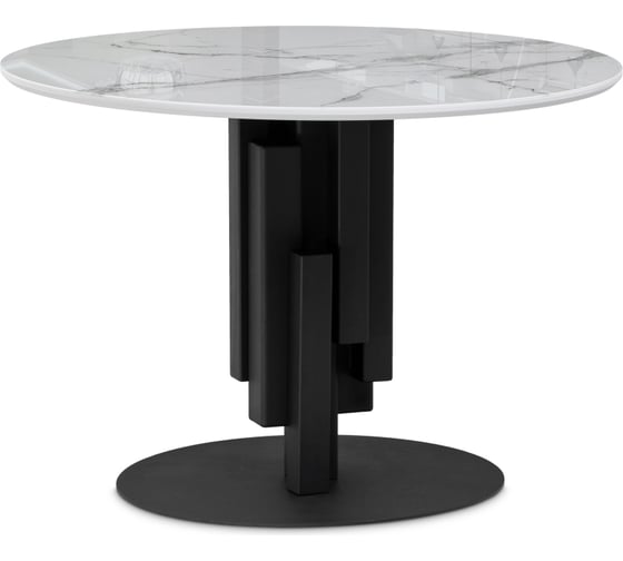 Изображение товара Стеклянный стол Woodville калипсо, 110x75 см, белый мрамор/черный 571395