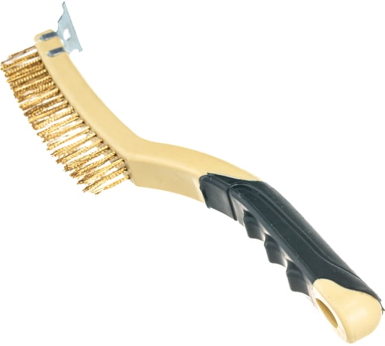 Изображение товара Ручная щетка по металлу Rockforce в пластиковом корпусе с прорезиненной рукояткой RF-340122313(17449)