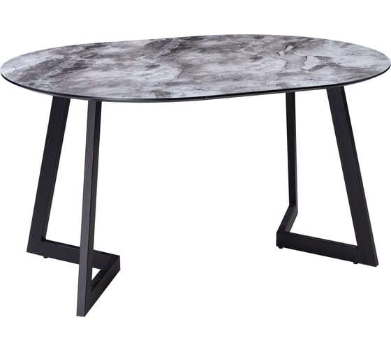 Изображение товара Стеклянный стол Woodville алингсос, 100(140)х100x76 см, черная шагрень/мрамор серый 462115