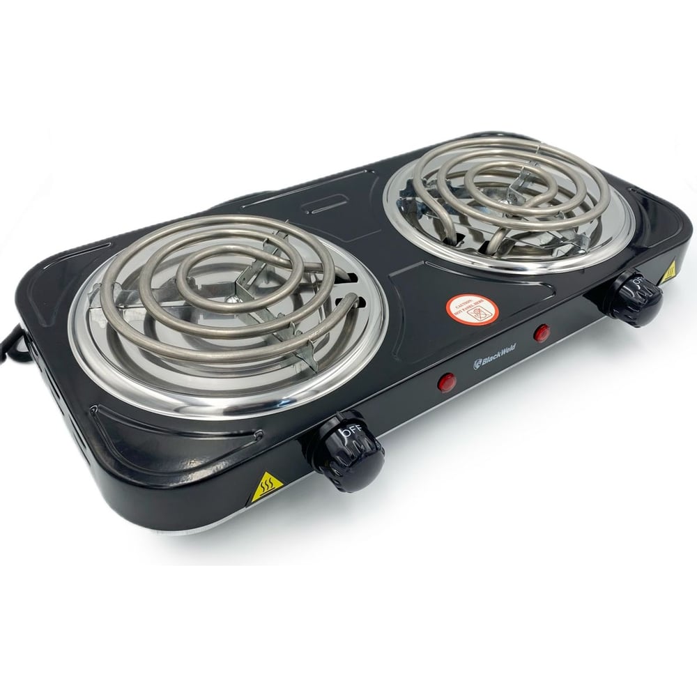 Изображение товара Электрическая плита BlackWeld спиральная, с 2 конфорками, черная 150007