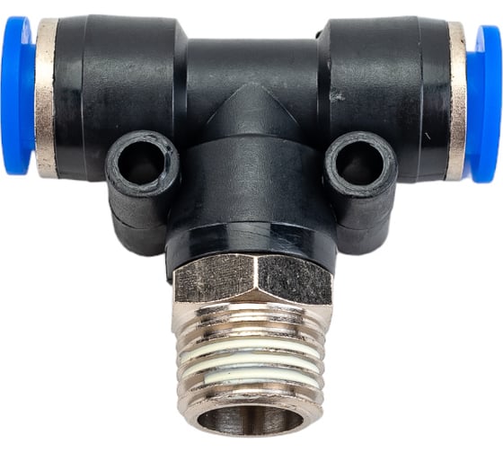 Изображение товара Фитинг Т-образный с наружной резьбой (8 мм; 1/4") для пластиковых трубок ROCKFORCE RF-SPB08-02(2071)