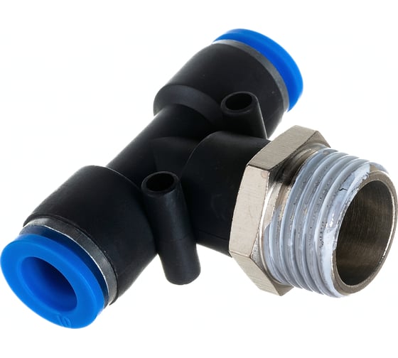 Изображение товара Фитинг Т-образный с наружной резьбой (10 мм; 1/2") для пластиковых трубок ROCKFORCE RF-SPB10-04(2074)