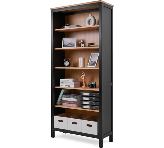 Изображение товара Стеллаж Лузалес КЫМÖР 90х198х37 см, черный/светло-коричневый 5031280212