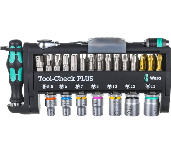 Изображение товара Набор инструментов Wera, с трещоткой, битами, головками и ручкой-держателем, 39 предметов, WE-056490