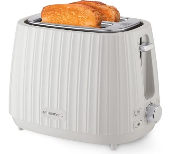 Изображение товара Тостер BRAYER 2104BR-WH 930 Вт, 7 режимов, автодогрев, разморозка, отмена, автоотключение, 2 тоста одновременно, съемный поддон BR2104WH