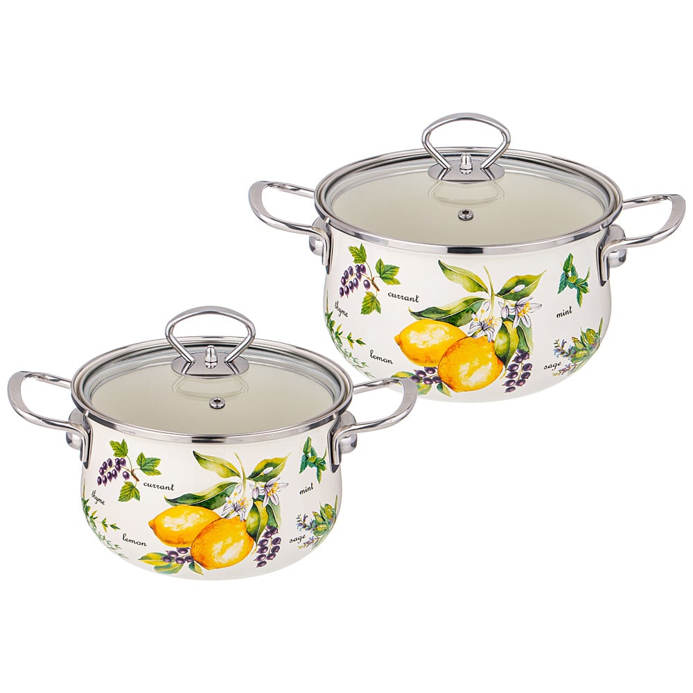 Изображение товара Набор эмалированных кастрюль Agness серия Секретные Ингредиенты 4 предмета 2 и 2.8 л