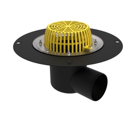 Изображение товара Кровельная воронка Татполимер 110 с металлическим фланцем, горизонтальный выпуск ТП-64 39837