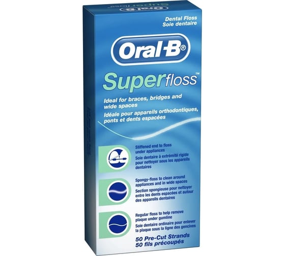 Изображение товара Зубная нить Oral-B Super Floss 50 шт 0051014032