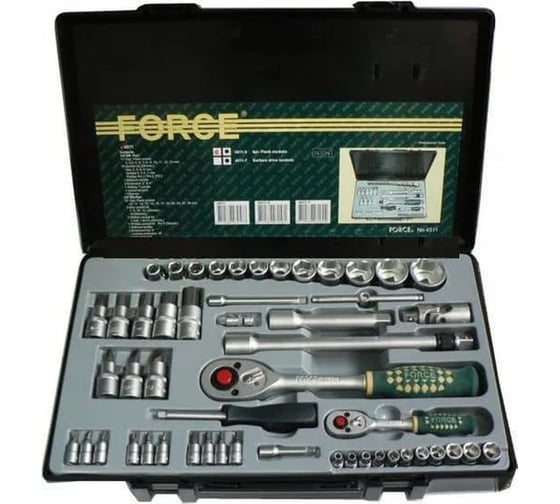 Изображение товара Набор инструмента с 6-ти гранными головками FORCE 1/2" 51 предмет 4511-5