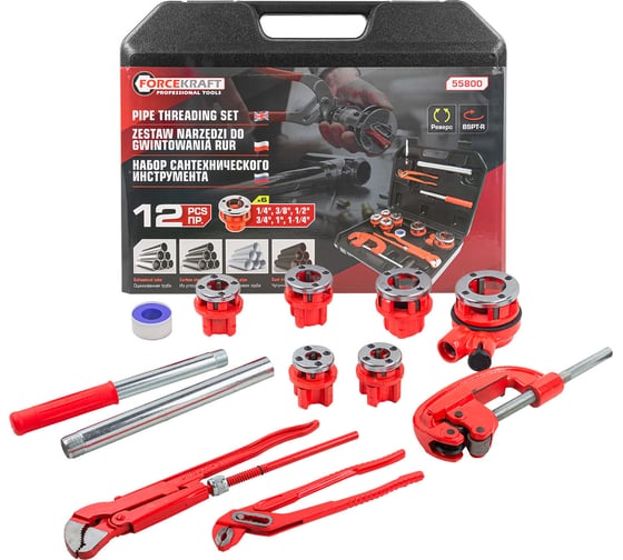 Изображение товара Набор сантехнического инструмента FORCEKRAFT 12 предметов FK-55800(57094)