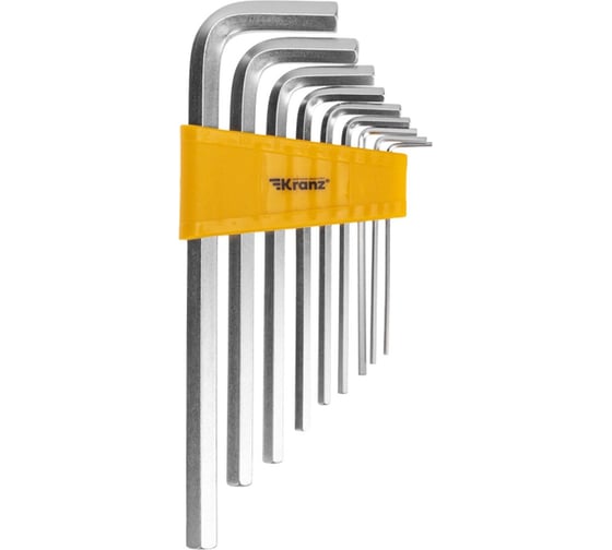 Изображение товара Набор имбусовых ключей HEX Kranz 2.0-12 мм, CrV, 9 шт., удлиненные KR-12-5213