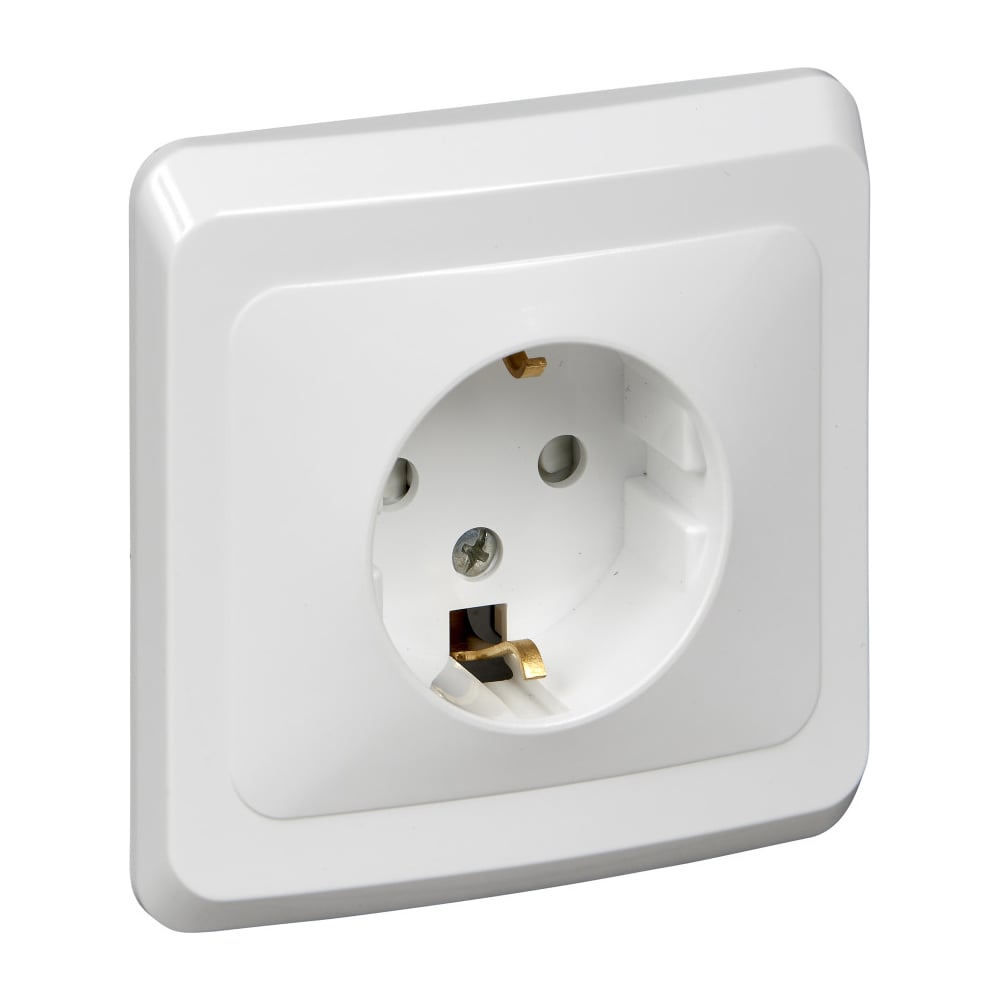 Изображение товара Розетка Systeme Electric 1-м СП Этюд 16А белая с заземлением