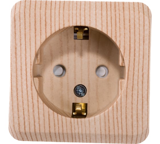 Изображение товара Розетка Systeme Electric 1-м ОП Этюд Дача 16А с заземлением, защитные шторки сосна SchE PA16-004D