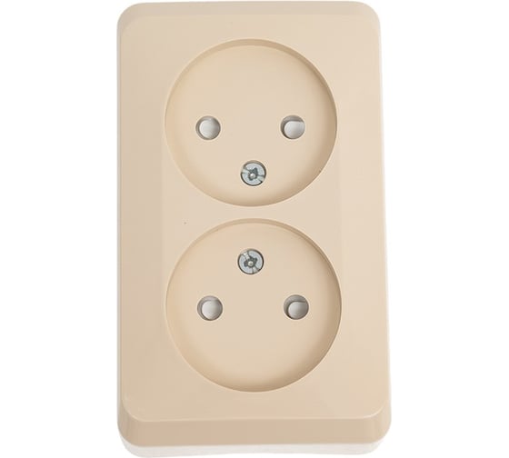 Изображение товара Розетка Systeme Electric 2-м ОП Этюд 16А без заземления, защитные шторки, кремовая SchE PA16-006K