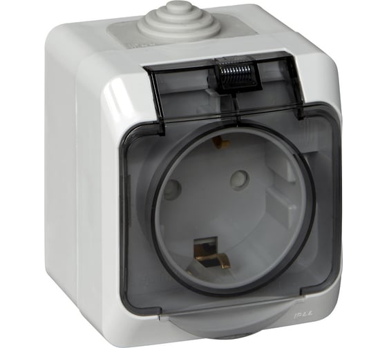 Изображение товара Розетка Systeme Electric 1-м ОП Этюд 16А c/з з/ш серая SchE PA16-044C