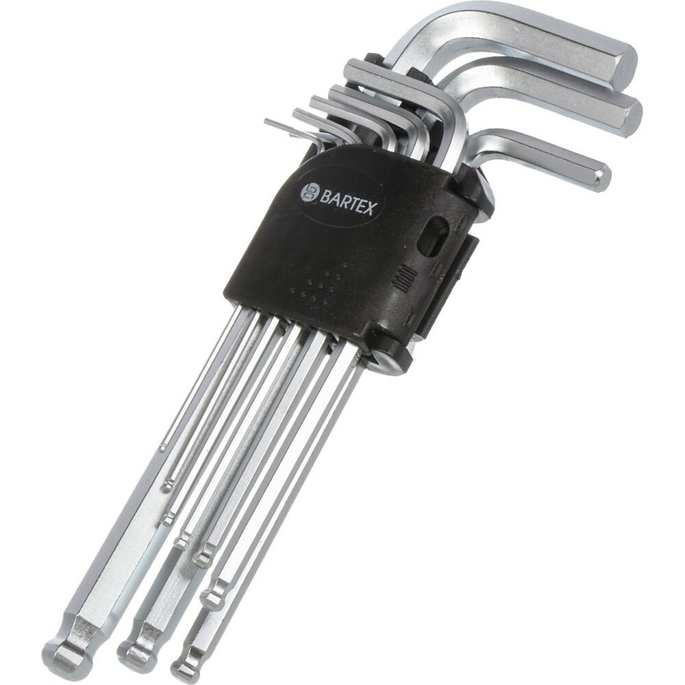 Изображение товара Набор удлиненных шестигранных ключей HEX с шаром BARTEX 1.5-10 мм 9 предметов пластиковый держатель