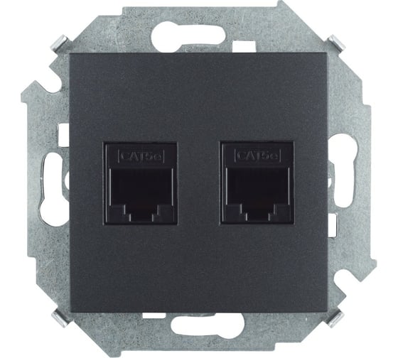 Изображение товара Компьютерная двойная розетка Simon RJ45 кат.5e AMP, графит 1591552-038