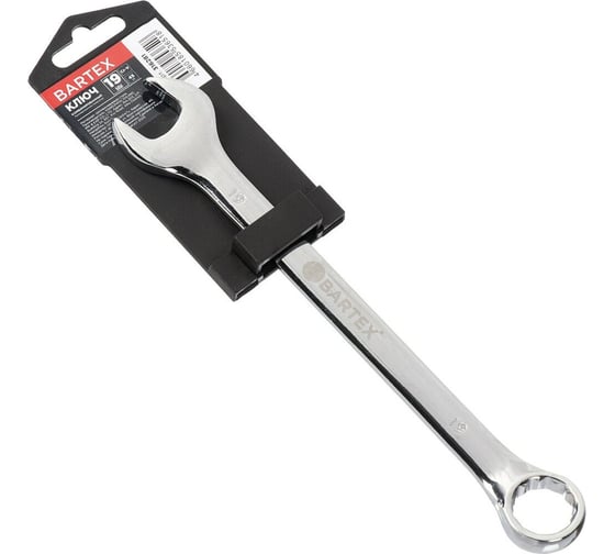 Изображение товара Комбинированный ключ BARTEX 19 мм, хромированный, зеркальный, CrV сталь 316281
