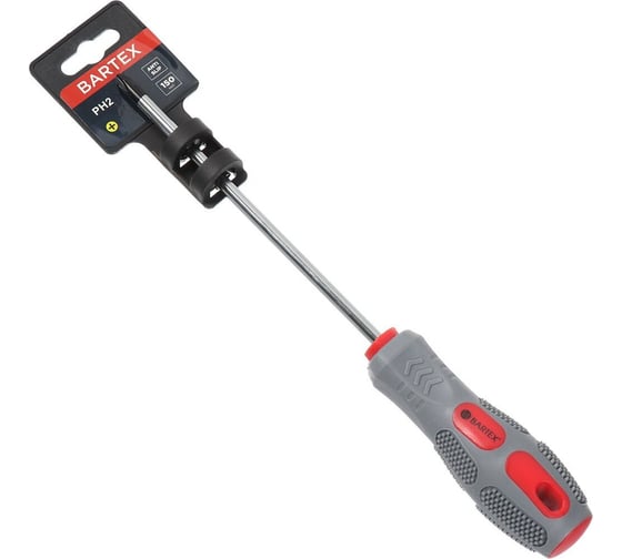 Изображение товара Крестовая отвертка BARTEX PH2x150 мм, антискользящая двухкомпонентная рукоятка, CrV сталь 138280