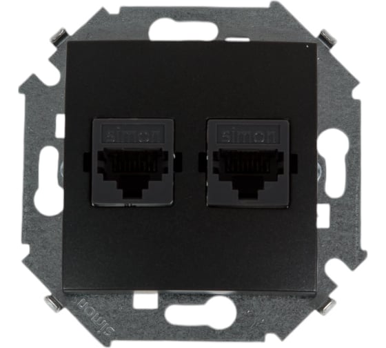 Изображение товара Компьютерная двойная розетка Simon RJ45 кат.5е, Systimax, графит 1591593-038