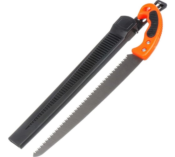Изображение товара Садовая ножовка-сучкорез BARTEX 300 мм, 3D заточка, двухкомпонентная прорезиненная рукоятка, чехол 162161