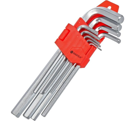 Изображение товара Набор шестигранных ключей HEX BARTEX Г-образный, 9 предметов 388521