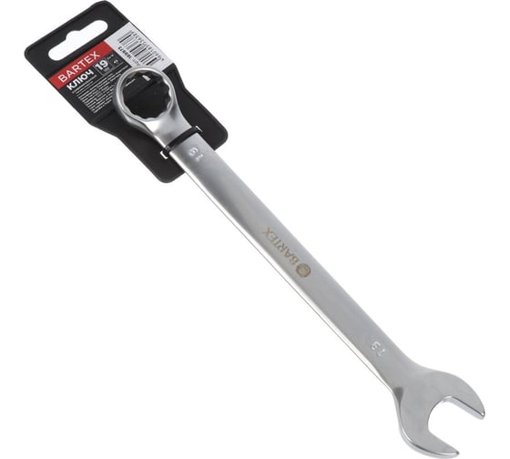 Изображение товара Комбинированный ключ BARTEX 19 мм, матовый, CrV сталь 169973
