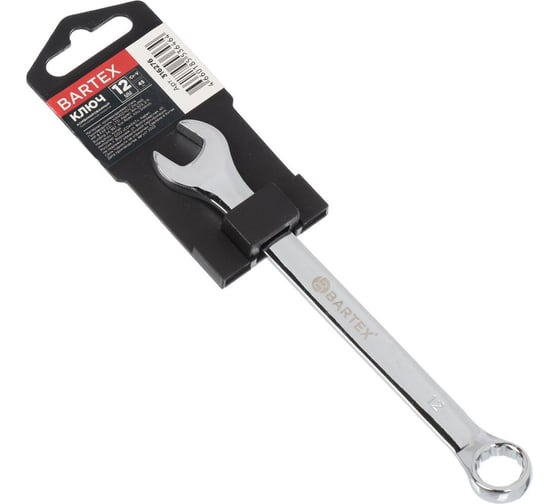 Изображение товара Комбинированный ключ BARTEX 12 мм, хромированный, зеркальный, CrV сталь 316276