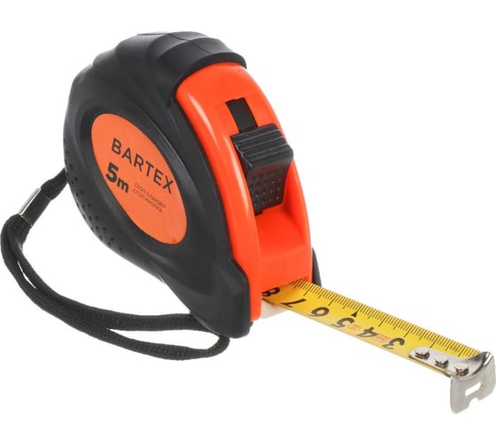 Изображение товара Рулетка BARTEX 5 м, обрезиненный пластик, 19 мм, с фиксатором, + кнопка 205779