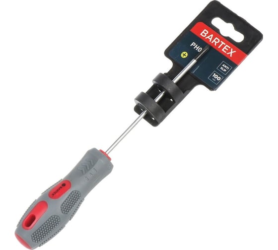 Изображение товара Крестовая отвертка BARTEX PH0x100 мм, антискользящая двухкомпонентная рукоятка, CrV сталь 138271