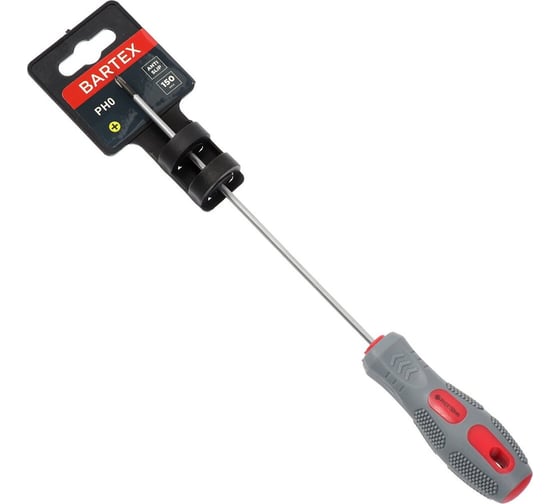 Изображение товара Крестовая отвертка BARTEX PH0x150 мм, антискользящая двухкомпонентная рукоятка, CrV сталь 138272