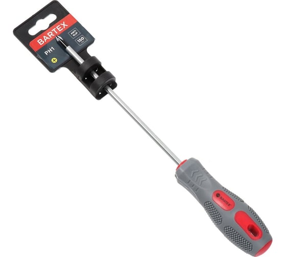 Изображение товара Крестовая отвертка BARTEX PH1x150 мм, антискользящая двухкомпонентная рукоятка, CrV сталь 138275