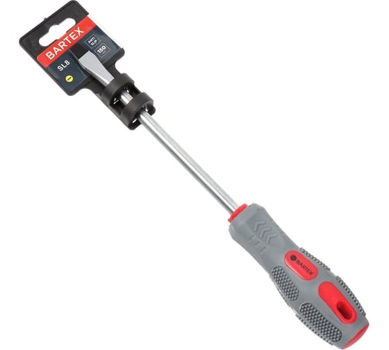 Изображение товара Плоская отвертка BARTEX SL8x150 мм, антискользящая двухкомпонентная рукоятка, CrV сталь 138268
