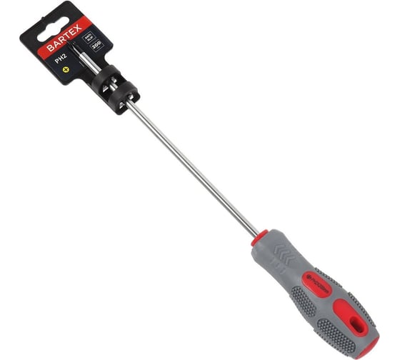 Изображение товара Крестовая отвертка BARTEX PH2x200 мм, антискользящая двухкомпонентная рукоятка, CrV сталь 138287