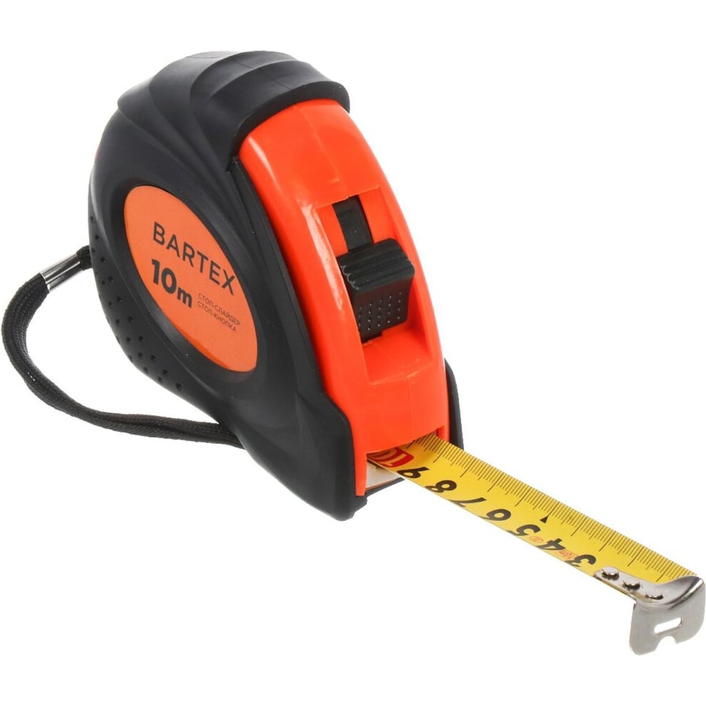 Изображение товара Рулетка BARTEX 10 м, обрезиненный пластик, 25 мм, с фиксатором, + кнопка 205781
