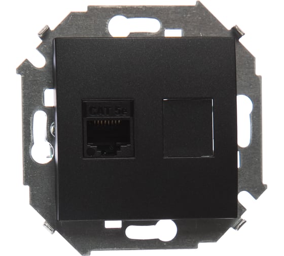Изображение товара Компьютерная розетка Simon RJ45 кат.5e AMP, графит 1591551-038