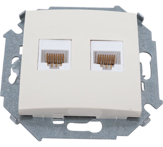 Изображение товара Компьютерная двойная розетка Simon RJ45 кат.5e AMP, слоновая кость 1591552-031